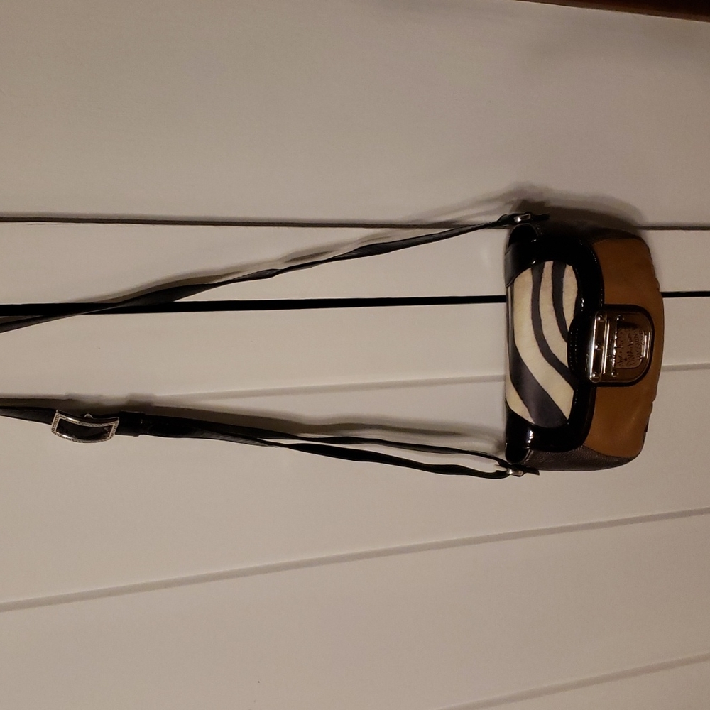 Brighton Patchwork And Zebra Leather Crossbody - image 1